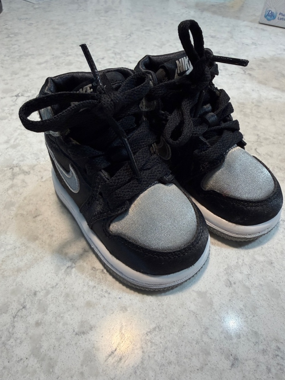 Nike Baby/Toddle Black and Silver High-Top Jordan Sneakers
